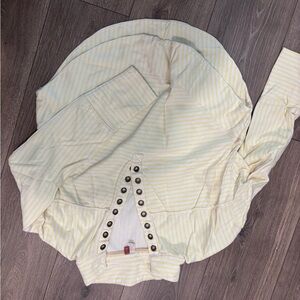 Anthropologie Soft Cream and Pale Yellow Button-Back Top